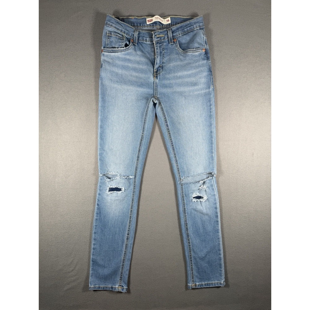 Levi's 510 Skinny Performance Jeans Boys Size 16 Light Wash Distressed 28x30